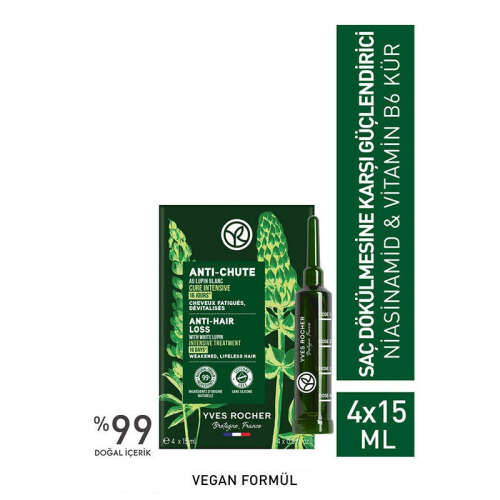 Yves Rocher Anti Chute Niasinamid ve Vitamin B6 İçeren Saç Dökülmesine Karşı Kür 4x15 ml - Yves Rocher