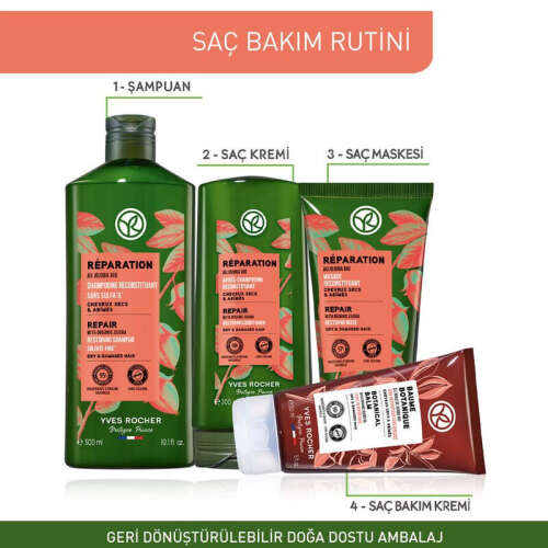 Yves Rocher Reparation Yıpranmış Saçlar İçin Prebiyotik Saç Maskesi 200 ml - 3