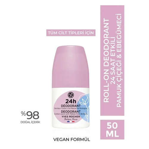 Yves Rocher Roll-on Deodorant - Pamuk Çiçeği ve Ebegümeci 50 ml - Yves Rocher