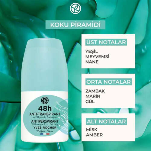 Yves Rocher Unisex Roll-on Antiperspirant Deodorant - Okyanus Algeri 50 ml - 6