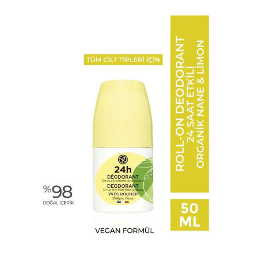 Yves Rocher Unisex Roll-on Deodorant - Organik Nane ve Limon 50 ml - Yves Rocher