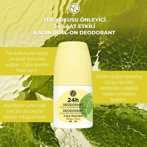 Yves Rocher Unisex Roll-on Deodorant - Organik Nane ve Limon 50 ml - 5