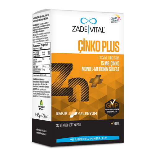 Zade Vital Çinko Plus Takviye Edici Gıda 30 Kapsül - Zade Vital