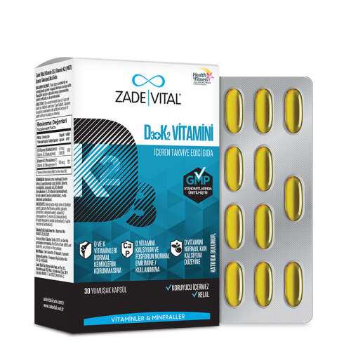 Zade Vital D3 + K2 Vitamini İçeren Takviye Edici Gıda 30 Yumuşak Kapsül - 2