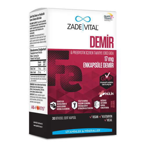 Zade Vital Demir ve Prebiyotik İçerikli Takviye Edici Gıda 30 Kapsül - Zade Vital