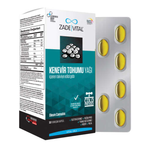 Zade Vital Kenevir Tohumu Yağı 30 Yumuşak Kapsül - Zade Vital