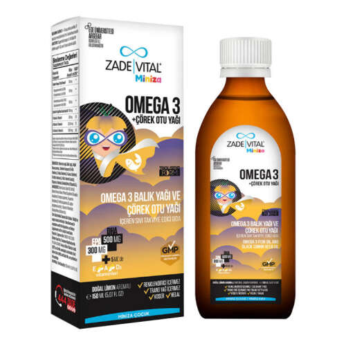 Zade Vital Miniza Omega 3-Çörek Otu Yağı İçerikli Sıvı Takviye Edici Gıda 150 ml - Zade Vital