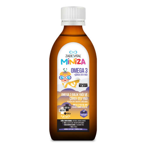 Zade Vital Miniza Omega 3-Çörek Otu Yağı İçerikli Sıvı Takviye Edici Gıda 150 ml - Zade Vital
