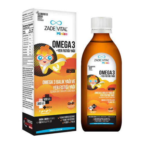 Zade Vital Miniza Omega 3 - Yer Fıstığı Yağı İçeren Sıvı Takviye Edici Gıda 150 ml - Zade Vital
