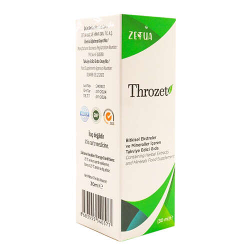Zetua Throzet Bitkisel Ekstreler ve Mineraller içeren Takviye Edici Gıda 30 ml - Zetua